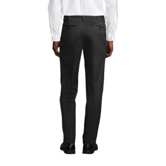 NWT LANDS' END PLEATED TWILL DRESS PANTS DARK ASPHALT HEATHER (GRAY) 46 - Picture 2 of 8